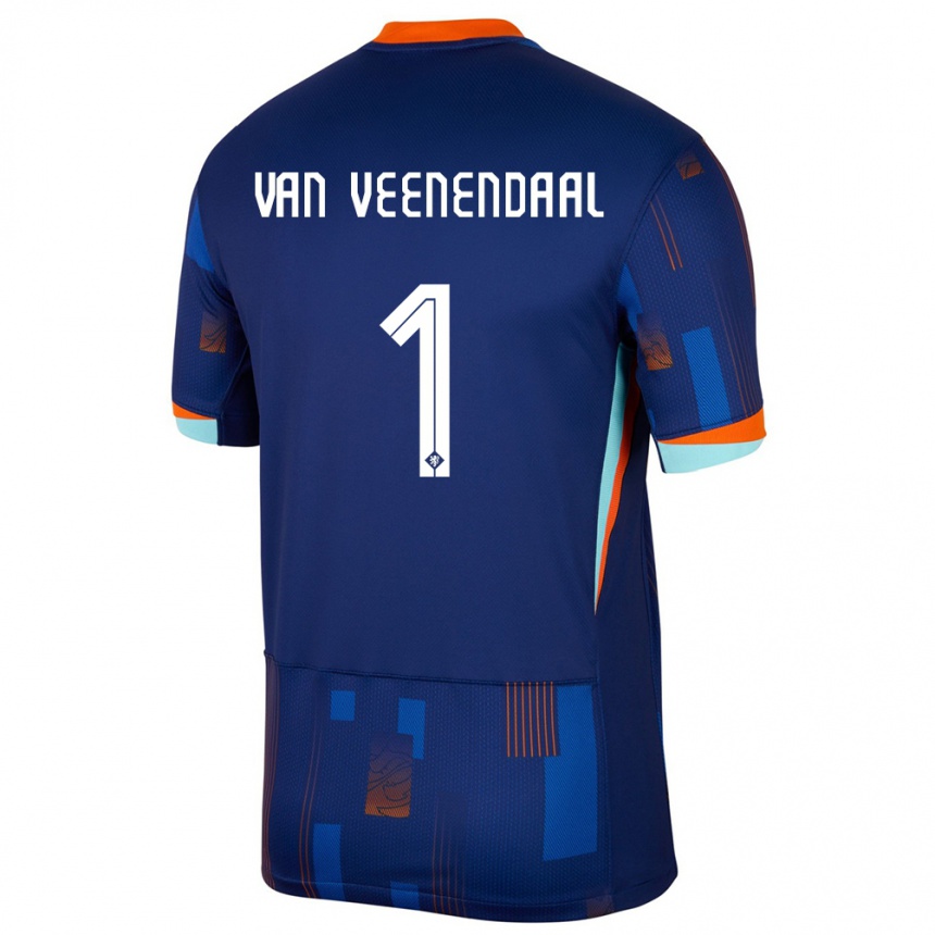 Kids Football Netherlands Sari Van Veenendaal #1 Blue Away Jersey 24-26 T-Shirt