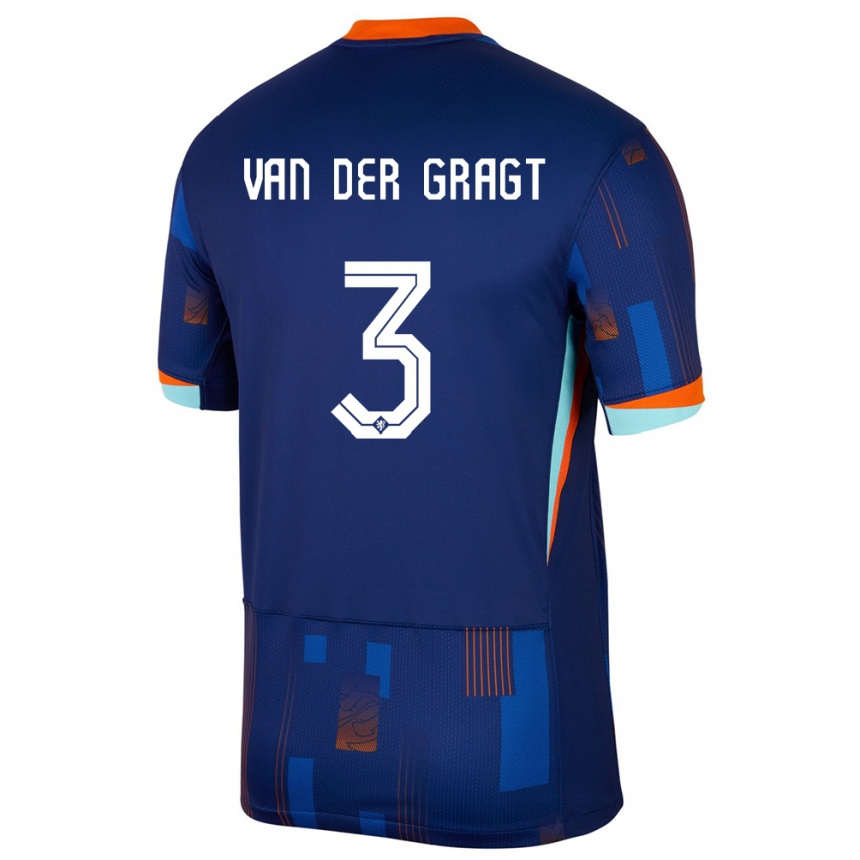 Kids Football Netherlands Stefanie Van Der Gragt #3 Blue Away Jersey 24-26 T-Shirt