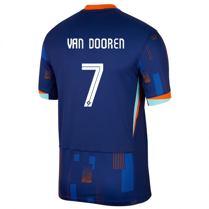 Kids Football Netherlands Kayleigh Van Dooren #7 Blue Away Jersey 24-26 T-Shirt