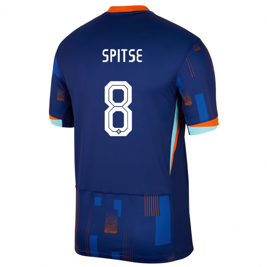 Kids Football Netherlands Sherida Spitse #8 Blue Away Jersey 24-26 T-Shirt
