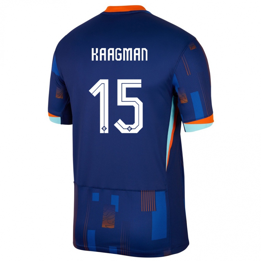 Kids Football Netherlands Inessa Kaagman #15 Blue Away Jersey 24-26 T-Shirt