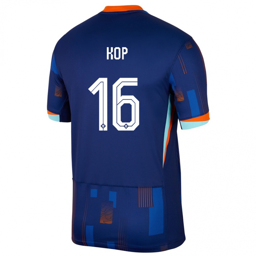 Kids Football Netherlands Lize Kop #16 Blue Away Jersey 24-26 T-Shirt