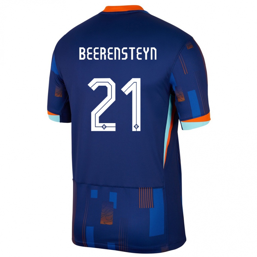 Kids Football Netherlands Lineth Beerensteyn #21 Blue Away Jersey 24-26 T-Shirt