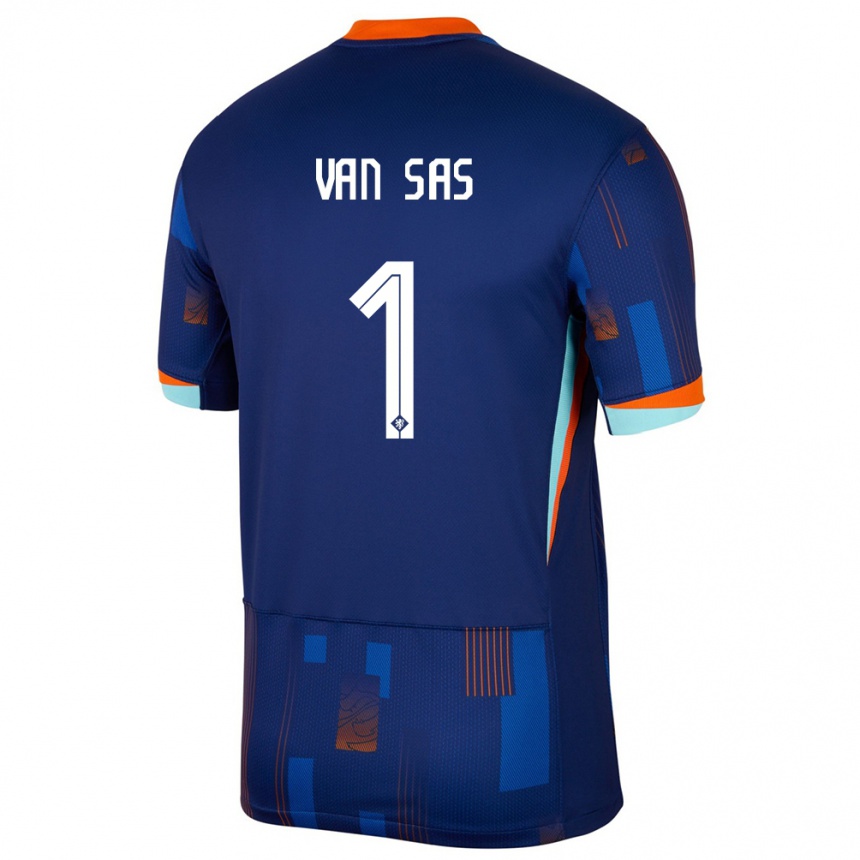 Kids Football Netherlands Mikki Van Sas #1 Blue Away Jersey 24-26 T-Shirt