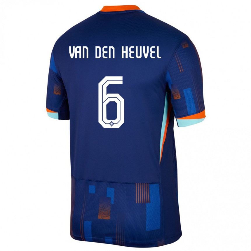 Kids Football Netherlands Tim Van Den Heuvel #6 Blue Away Jersey 24-26 T-Shirt