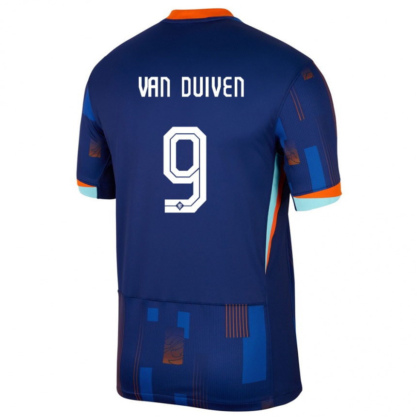 Kids Football Netherlands Jason Van Duiven #9 Blue Away Jersey 24-26 T-Shirt