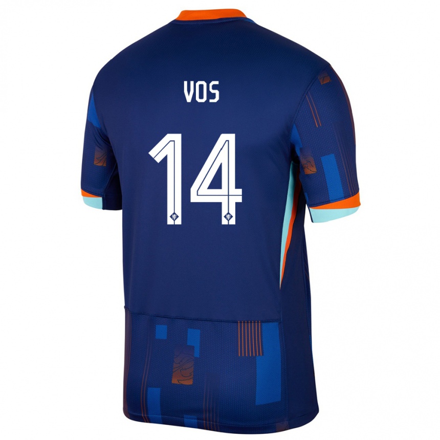 Kids Football Netherlands Silvano Vos #14 Blue Away Jersey 24-26 T-Shirt