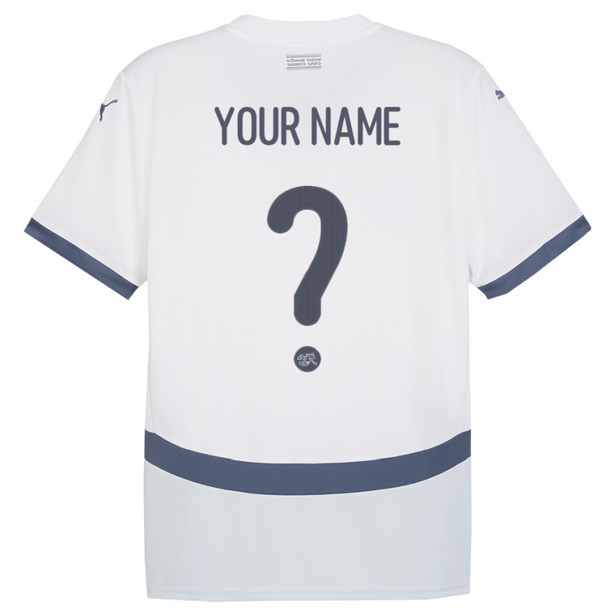 Kids Football Switzerland Your Name #0 White Away Jersey 24-26 T-Shirt