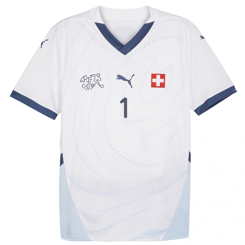 Kids Football Switzerland Marvin Hubel #1 White Away Jersey 24-26 T-Shirt