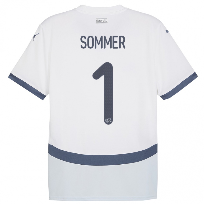 Kids Football Switzerland Yann Sommer #1 White Away Jersey 24-26 T-Shirt