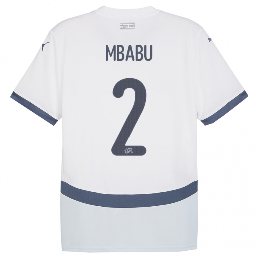 Kids Football Switzerland Kevin Mbabu #2 White Away Jersey 24-26 T-Shirt