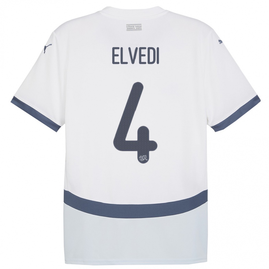 Kids Football Switzerland Nico Elvedi #4 White Away Jersey 24-26 T-Shirt