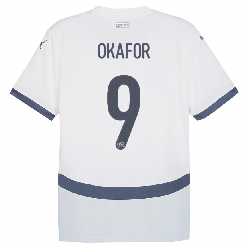 Kids Football Switzerland Noah Okafor #9 White Away Jersey 24-26 T-Shirt