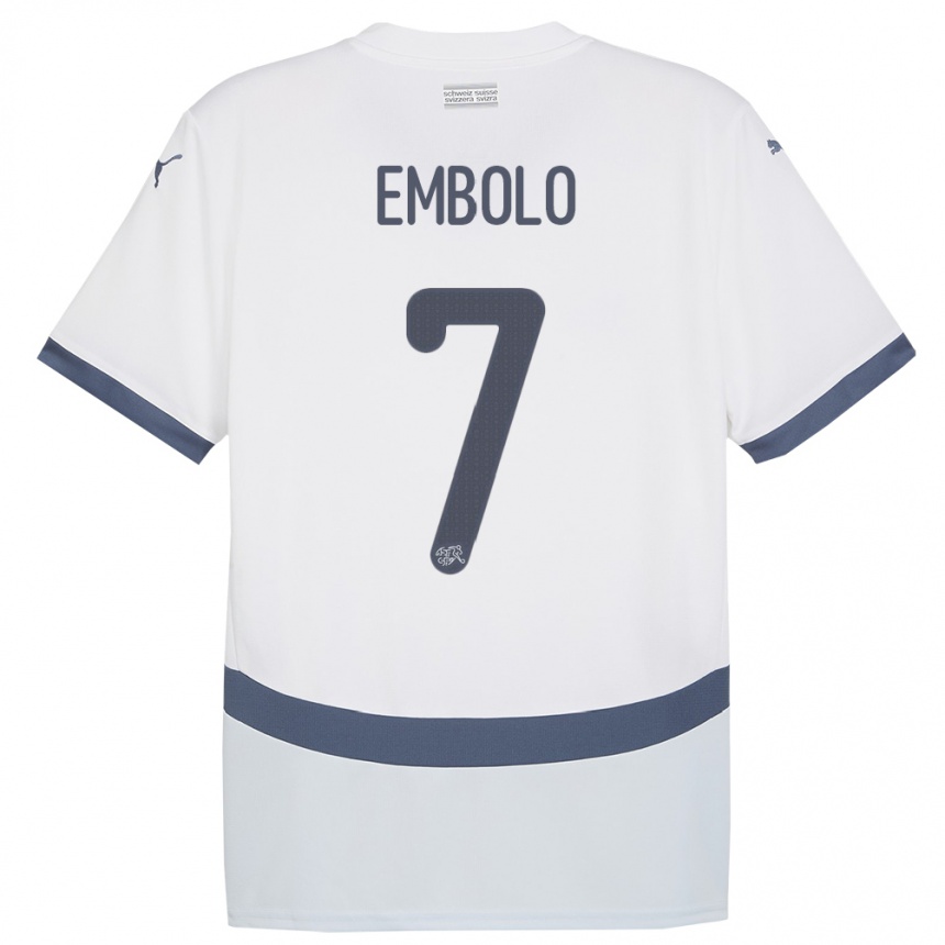 Kids Football Switzerland Breel Embolo #7 White Away Jersey 24-26 T-Shirt