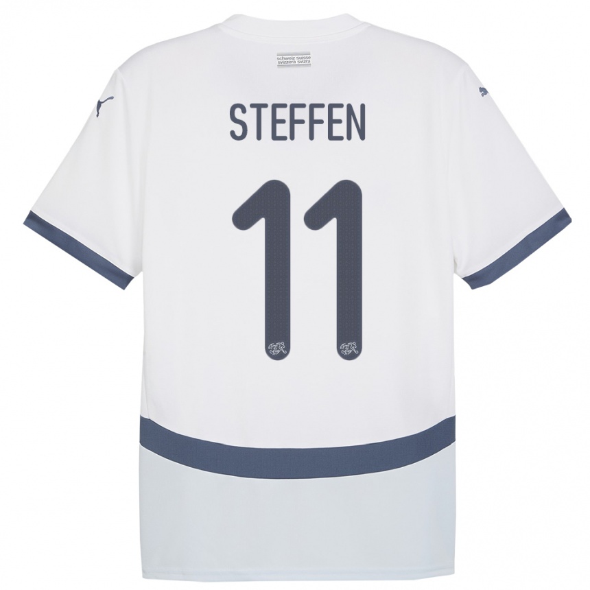 Kids Football Switzerland Renato Steffen #11 White Away Jersey 24-26 T-Shirt