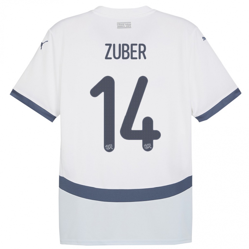 Kids Football Switzerland Steven Zuber #14 White Away Jersey 24-26 T-Shirt