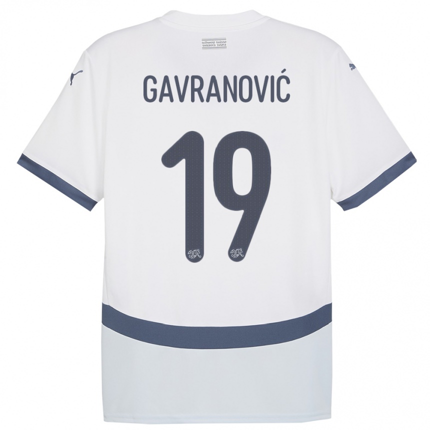 Kids Football Switzerland Mario Gavranovic #19 White Away Jersey 24-26 T-Shirt