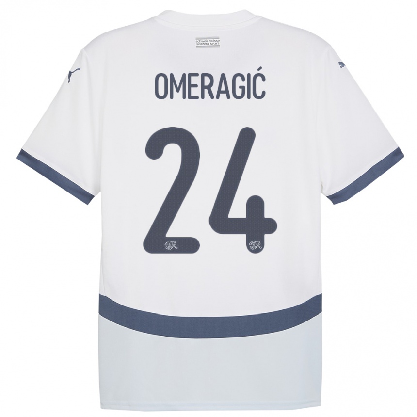 Kids Football Switzerland Becir Omeragic #24 White Away Jersey 24-26 T-Shirt