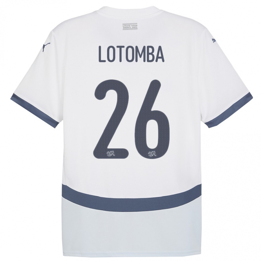 Kids Football Switzerland Jordan Lotomba #26 White Away Jersey 24-26 T-Shirt