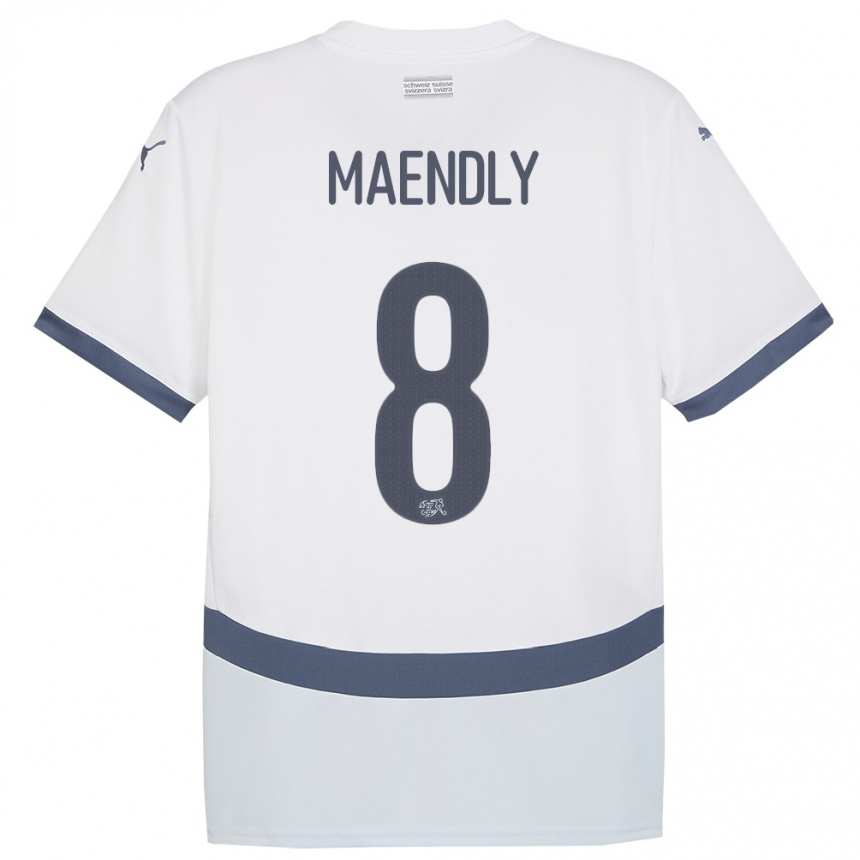 Kids Football Switzerland Sandy Maendly #8 White Away Jersey 24-26 T-Shirt