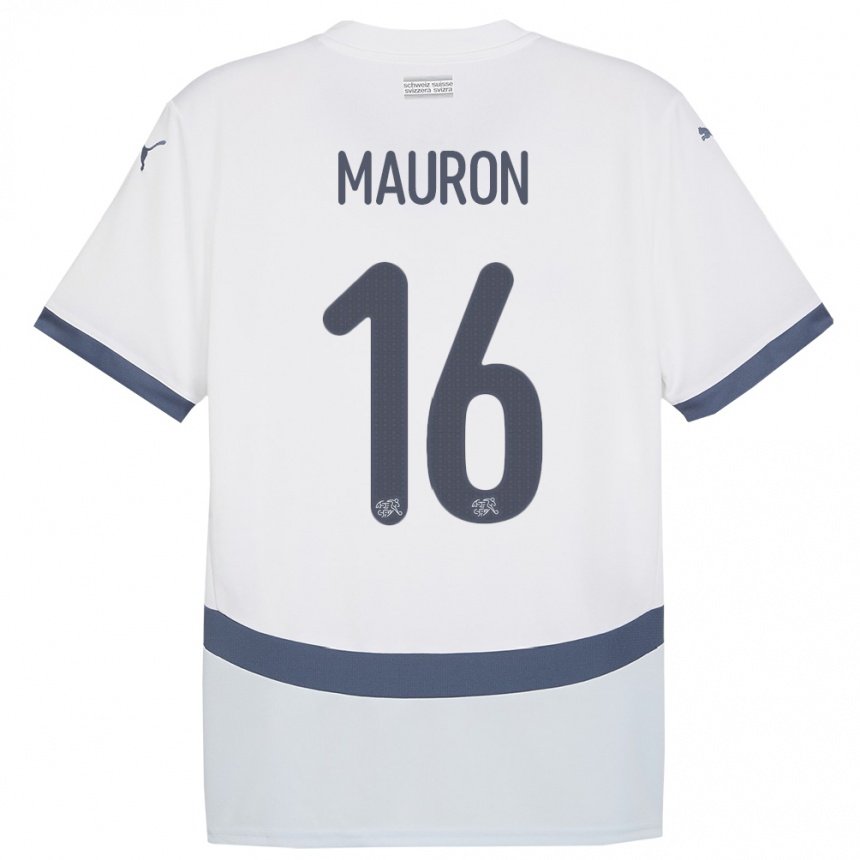 Kids Football Switzerland Sandrine Mauron #16 White Away Jersey 24-26 T-Shirt