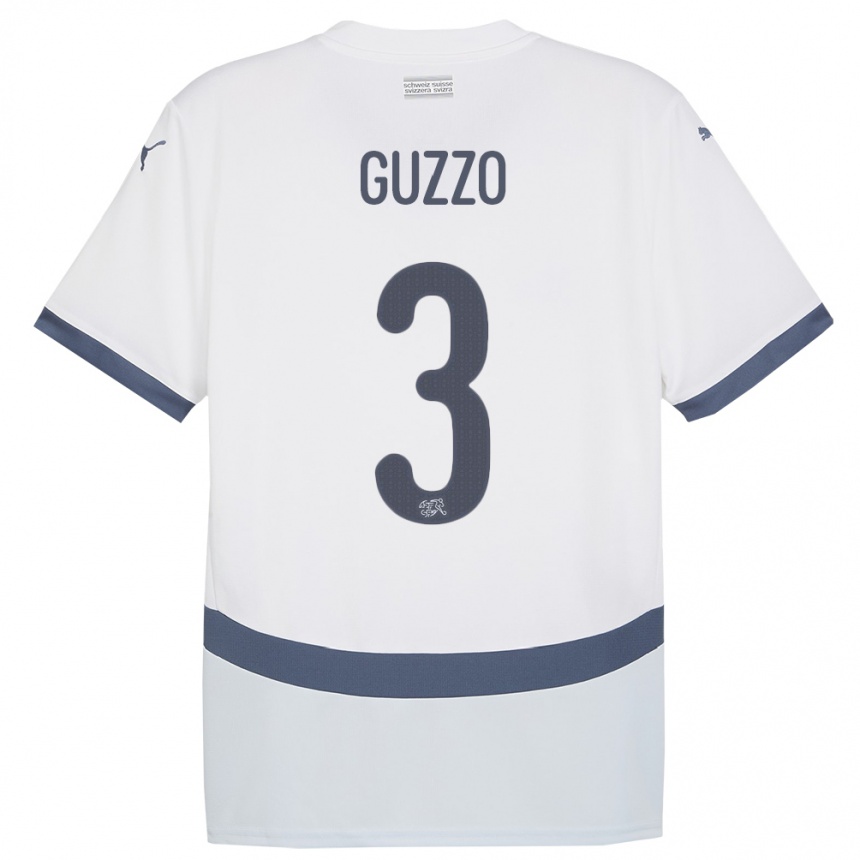 Kids Football Switzerland Ramon Guzzo #3 White Away Jersey 24-26 T-Shirt