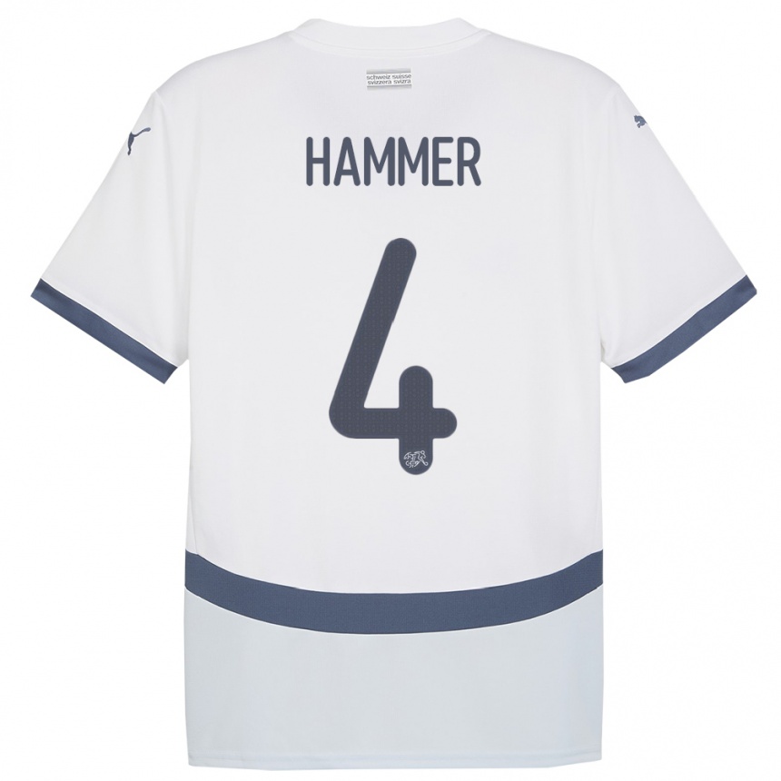 Kids Football Switzerland Pascal Hammer #4 White Away Jersey 24-26 T-Shirt