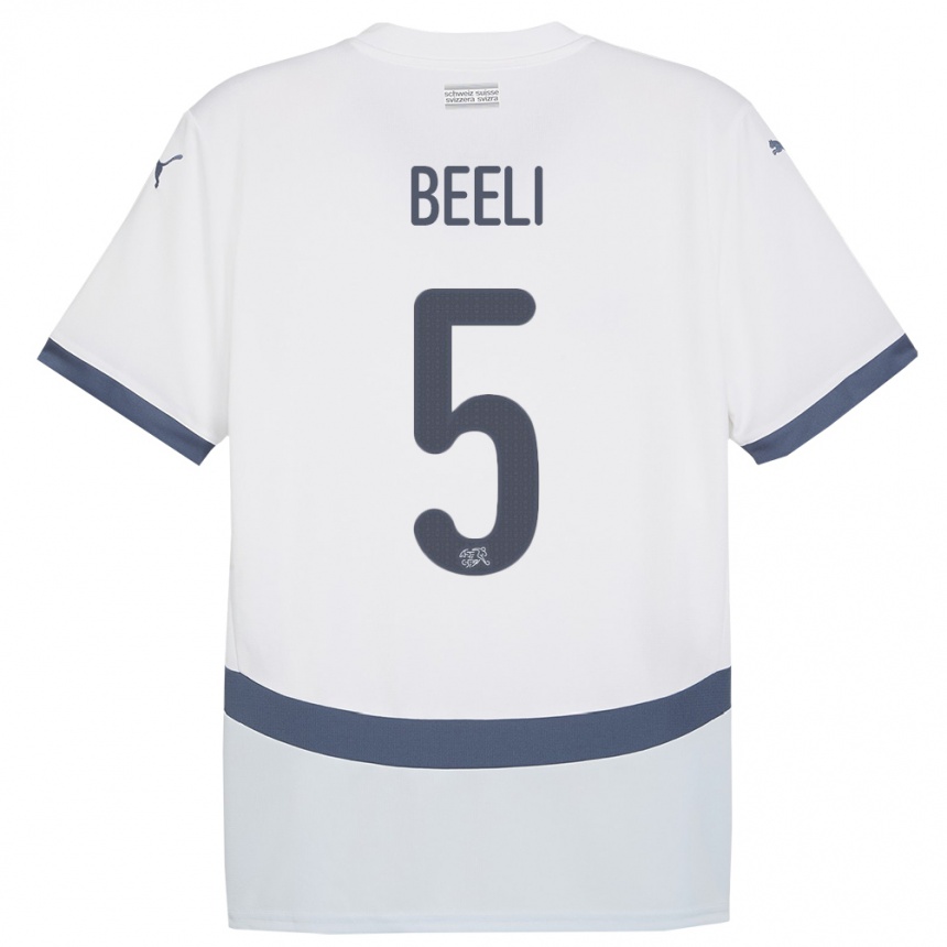 Kids Football Switzerland Mischa Beeli #5 White Away Jersey 24-26 T-Shirt