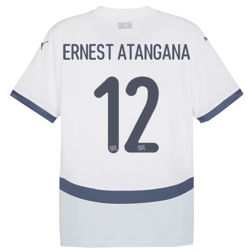 Kids Football Switzerland Brian Ernest Atangana #12 White Away Jersey 24-26 T-Shirt