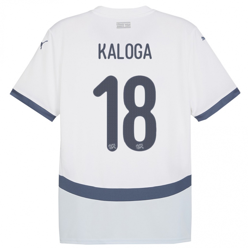 Kids Football Switzerland Issa Kaloga #18 White Away Jersey 24-26 T-Shirt