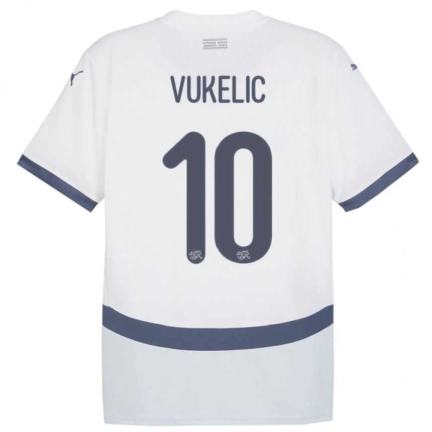 Kids Football Switzerland Mile Vukelic #10 White Away Jersey 24-26 T-Shirt