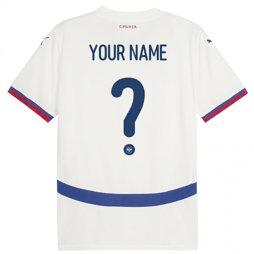 Kids Football Serbia Your Name #0 White Away Jersey 24-26 T-Shirt