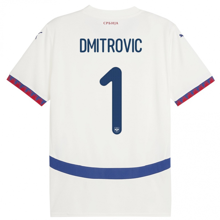 Kids Football Serbia Marko Dmitrovic #1 White Away Jersey 24-26 T-Shirt