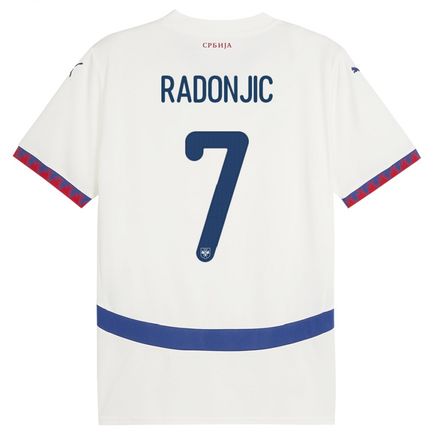 Kids Football Serbia Nemanja Radonjic #7 White Away Jersey 24-26 T-Shirt