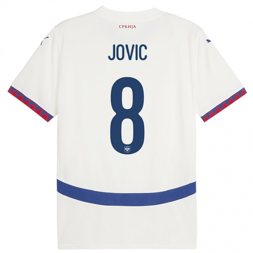 Kids Football Serbia Luka Jovic #8 White Away Jersey 24-26 T-Shirt