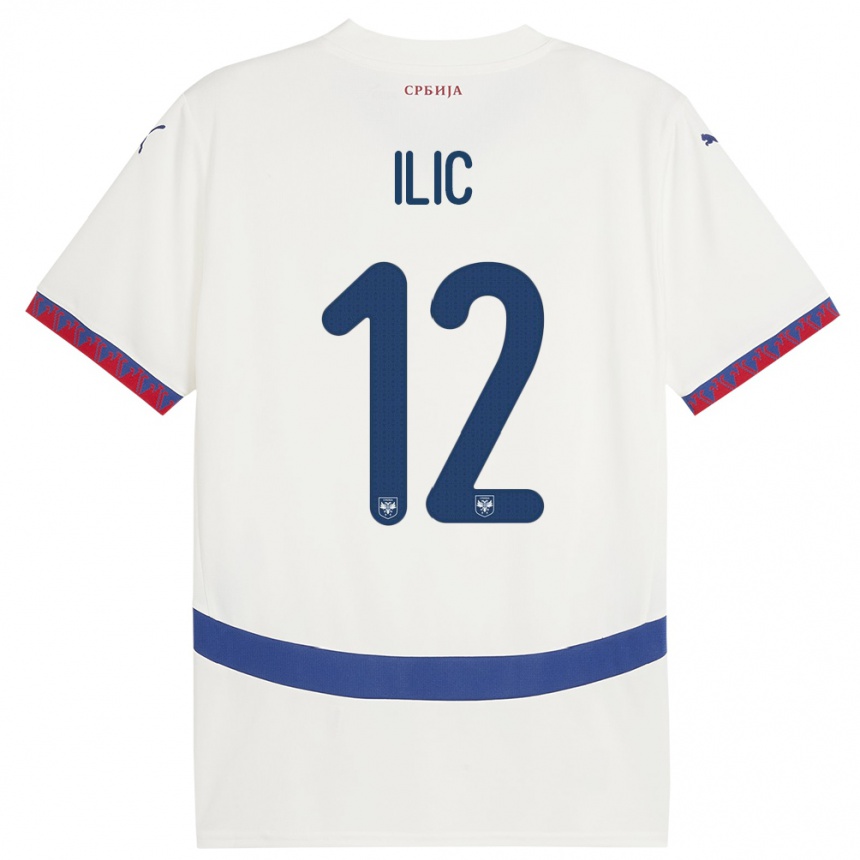 Kids Football Serbia Marko Ilic #12 White Away Jersey 24-26 T-Shirt