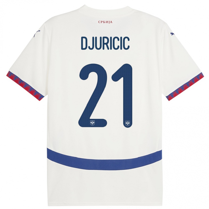 Kids Football Serbia Filip Djuricic #21 White Away Jersey 24-26 T-Shirt