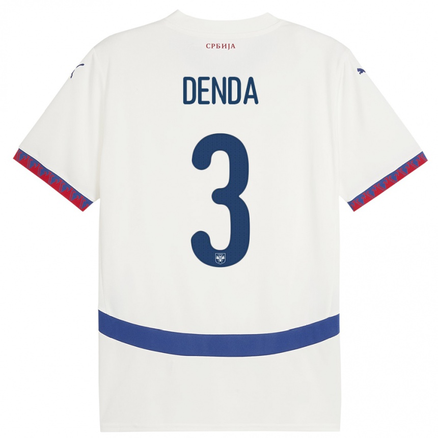 Kids Football Serbia Milica Denda #3 White Away Jersey 24-26 T-Shirt