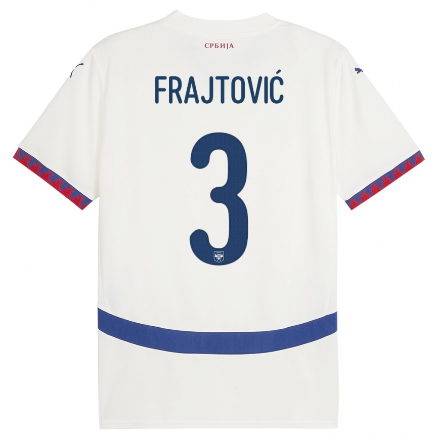 Kids Football Serbia Andela Frajtovic #3 White Away Jersey 24-26 T-Shirt