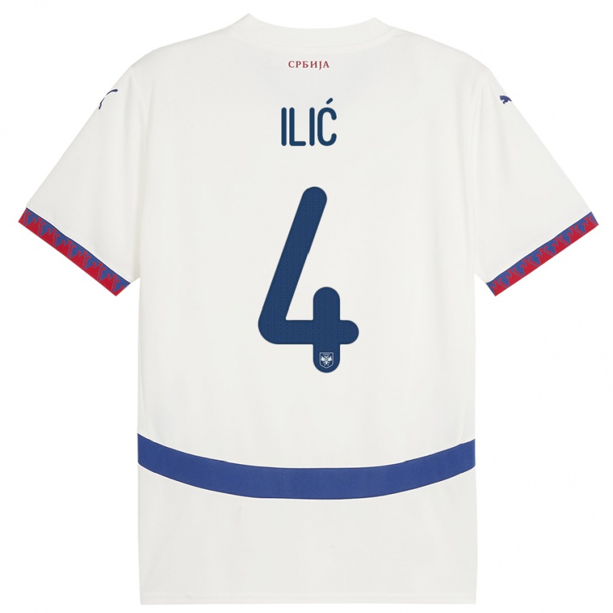 Kids Football Serbia Marija Ilic #4 White Away Jersey 24-26 T-Shirt