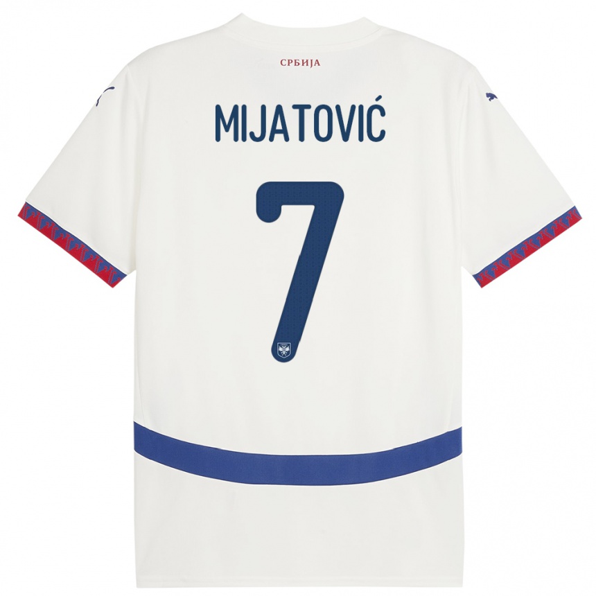 Kids Football Serbia Milica Mijatovic #7 White Away Jersey 24-26 T-Shirt