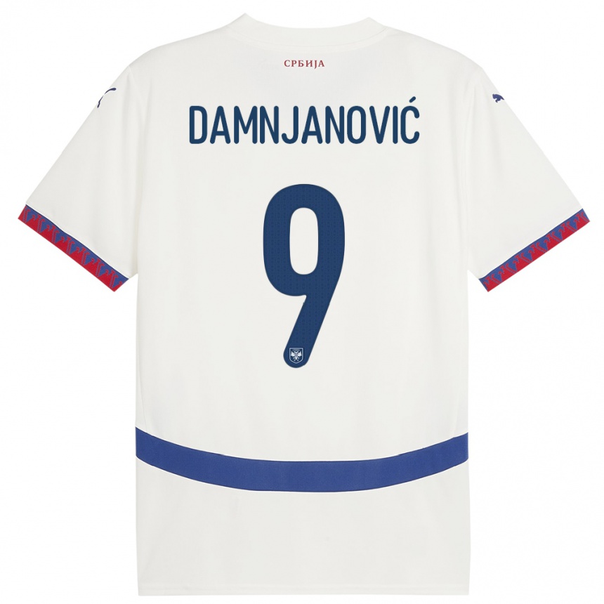 Kids Football Serbia Jovana Damnjanovic #9 White Away Jersey 24-26 T-Shirt