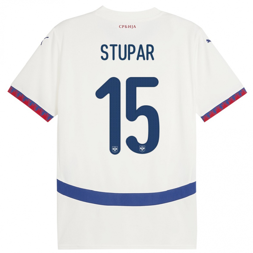 Kids Football Serbia Zivana Stupar #15 White Away Jersey 24-26 T-Shirt