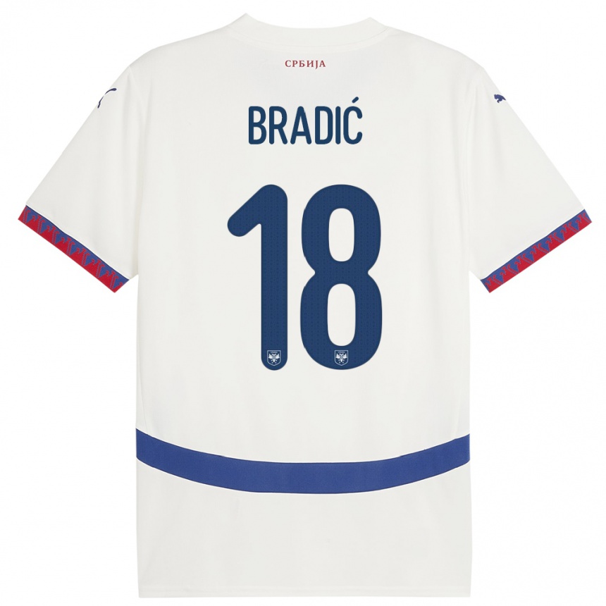 Kids Football Serbia Biljana Bradic #18 White Away Jersey 24-26 T-Shirt