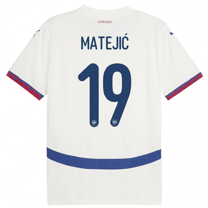 Kids Football Serbia Nina Matejic #19 White Away Jersey 24-26 T-Shirt