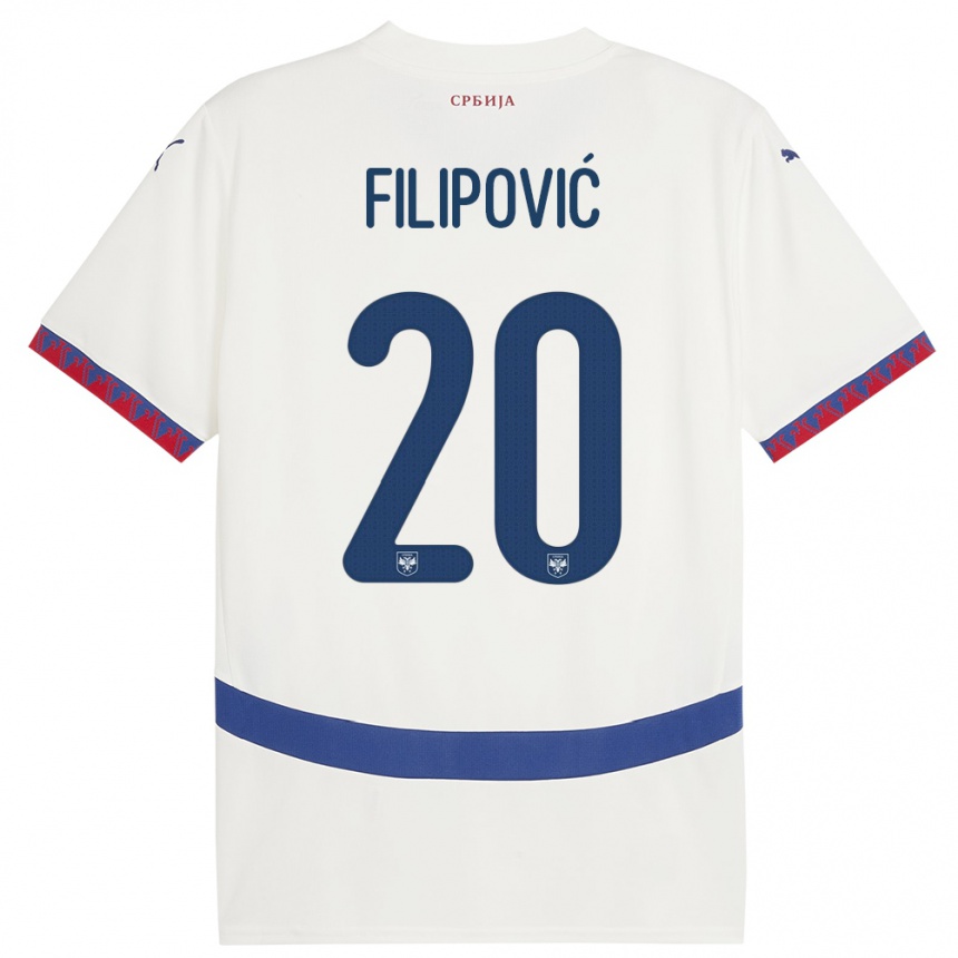 Kids Football Serbia Tijana Filipovic #20 White Away Jersey 24-26 T-Shirt