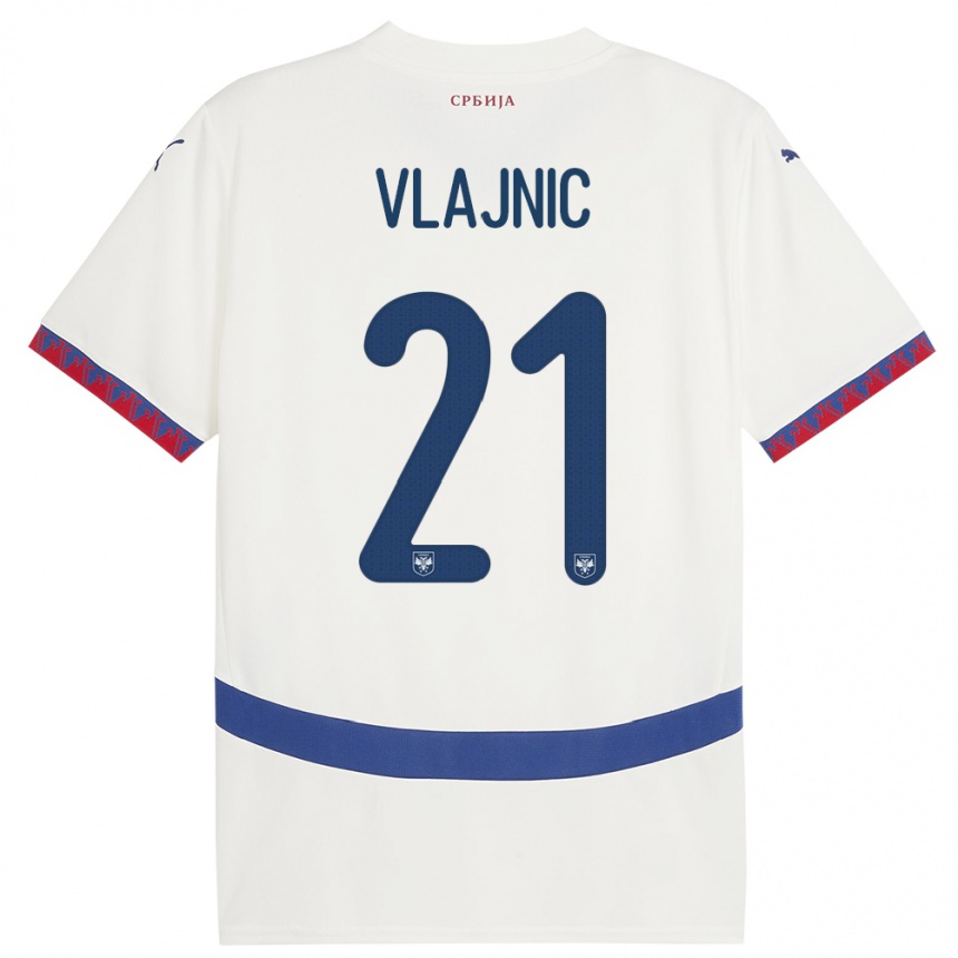 Kids Football Serbia Tyla Jay Vlajnic #21 White Away Jersey 24-26 T-Shirt