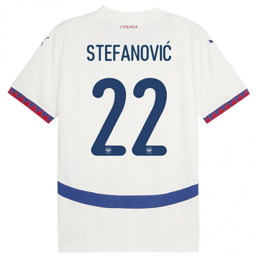 Kids Football Serbia Dejana Stefanovic #22 White Away Jersey 24-26 T-Shirt