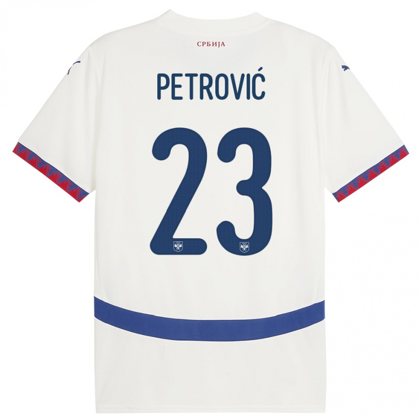 Kids Football Serbia Jovana Petrovic #23 White Away Jersey 24-26 T-Shirt