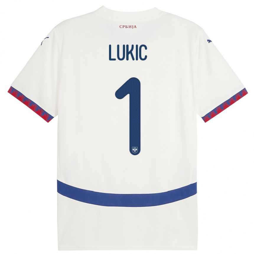 Kids Football Serbia Ognjen Lukic #1 White Away Jersey 24-26 T-Shirt